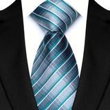 Stripes Floral Classic Green Blue Plaid Jacquard Woven Necktie