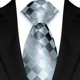 Stripes Floral Classic Green Blue Plaid Jacquard Woven Necktie