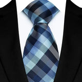 Stripes Floral Classic Green Blue Plaid Jacquard Woven Necktie
