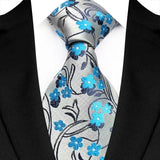 Stripes Floral Classic Green Blue Plaid Jacquard Woven Necktie