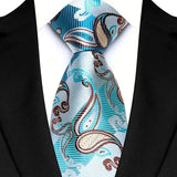Stripes Floral Classic Green Blue Plaid Jacquard Woven Necktie