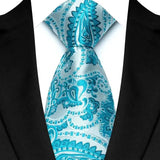 Stripes Floral Classic Green Blue Plaid Jacquard Woven Necktie