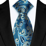 Stripes Floral Classic Green Blue Plaid Jacquard Woven Necktie