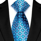 Stripes Floral Classic Green Blue Plaid Jacquard Woven Necktie