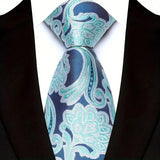 Stripes Floral Classic Green Blue Plaid Jacquard Woven Necktie