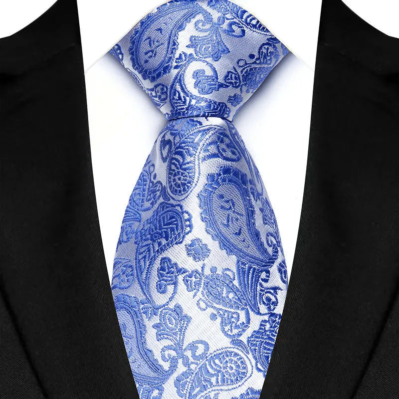 Stripes Floral Classic Green Blue Plaid Jacquard Woven Necktie