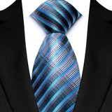Stripes Floral Classic Green Blue Plaid Jacquard Woven Necktie