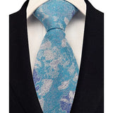 Stripes Floral Classic Green Blue Plaid Jacquard Woven Necktie