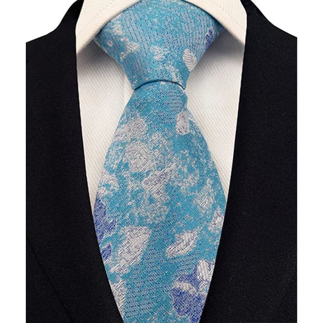 Stripes Floral Classic Green Blue Plaid Jacquard Woven Necktie