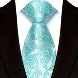 Stripes Floral Classic Green Blue Plaid Jacquard Woven Necktie