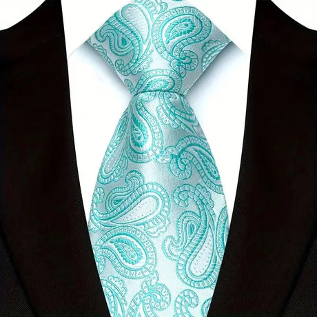 Stripes Floral Classic Green Blue Plaid Jacquard Woven Necktie