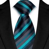 Stripes Floral Classic Green Blue Plaid Jacquard Woven Necktie