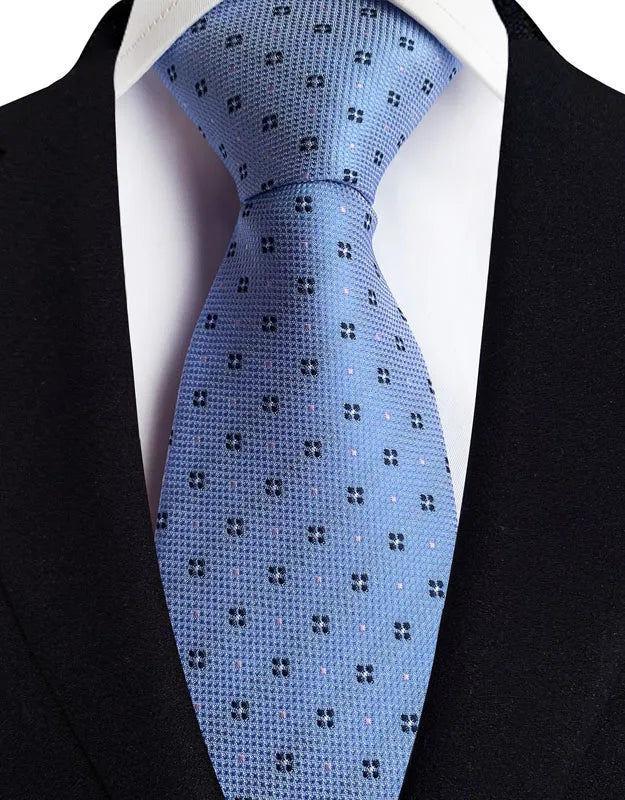 Stripes Floral Classic Green Blue Plaid Jacquard Woven Necktie