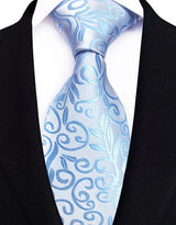 Stripes Floral Classic Green Blue Plaid Jacquard Woven Necktie