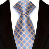 Stripes Floral Classic Green Blue Plaid Jacquard Woven Necktie