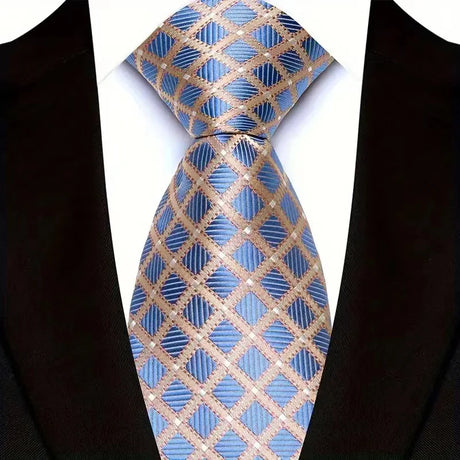 Stripes Floral Classic Green Blue Plaid Jacquard Woven Necktie