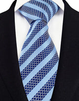 Stripes Floral Classic Green Blue Plaid Jacquard Woven Necktie