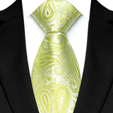 Stripes Floral Classic Green Blue Plaid Jacquard Woven Necktie