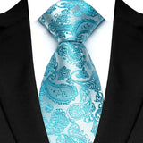 Stripes Floral Classic Green Blue Plaid Jacquard Woven Necktie