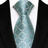 Stripes Floral Classic Green Blue Plaid Jacquard Woven Necktie