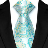 Stripes Floral Classic Green Blue Plaid Jacquard Woven Necktie