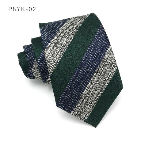 Green Stripes Jacquard Woven 8CM Necktie