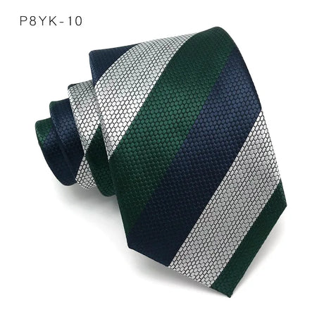 Green Stripes Jacquard Woven 8CM Necktie