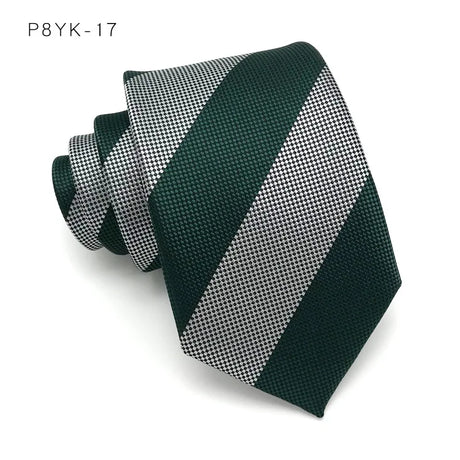 Green Stripes Jacquard Woven 8CM Necktie
