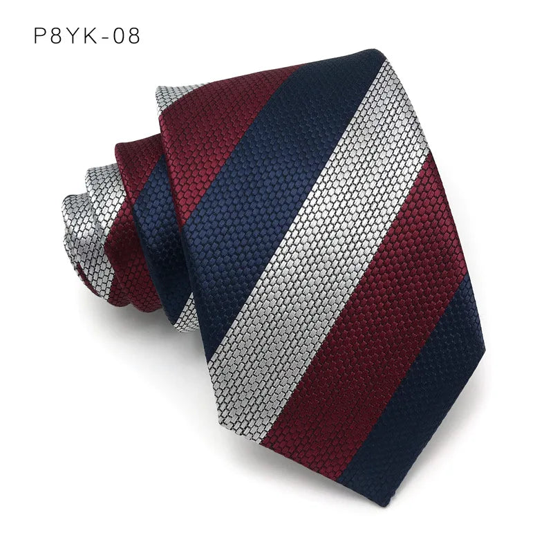 Blue Gray Stripes Jacquard Woven 8CM Necktie