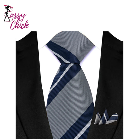 Stripes Red Green Brown Pocket Square Necktie Set Sassy Chick Logo