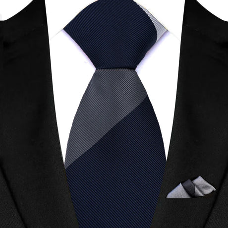 Blue Stripes Red Green Brown Pocket Square Necktie Set