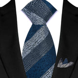 Stripes Red Green Brown Pocket Square Necktie Set