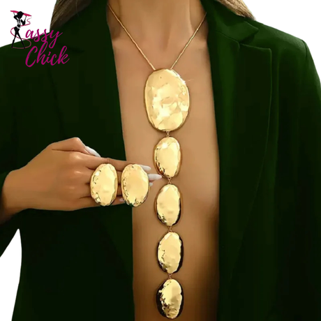 Stud Oval Earrings Long Y Necklace Jewelry Sassy Chick Logo