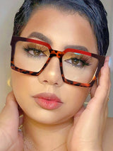 model using Stylish Blue Light Blocking Square Glasses