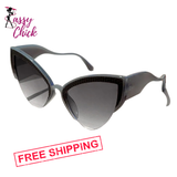 Stylish Butterfly Shaped Cat Eye Sunglasses Sassy Chick Logo