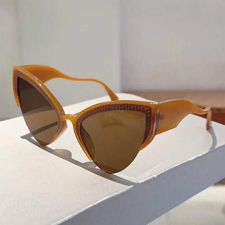 brown Stylish Butterfly Shaped Cat Eye Sunglasses