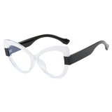Black White Stylish Cat Eye Color-Blocked Blue Light Eyeglasses