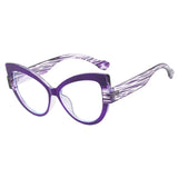 Purple Stylish Cat Eye Color-Blocked Blue Light Eyeglasses