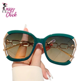 Stylish Chic Square Gradient Lens Eyewear Sassy Chick Logo
