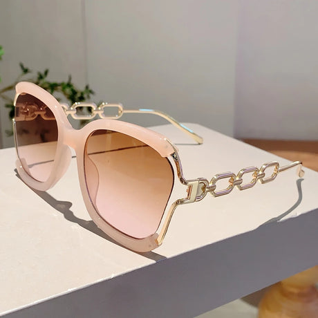 White Stylish Chic Square Gradient Lens Eyewear