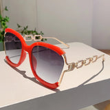 Red Stylish Chic Square Gradient Lens Eyewear