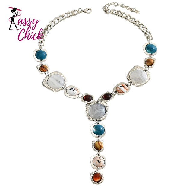 Stylish Chunky Geometric Y-shaped Long Necklace Sassy Chick Logo