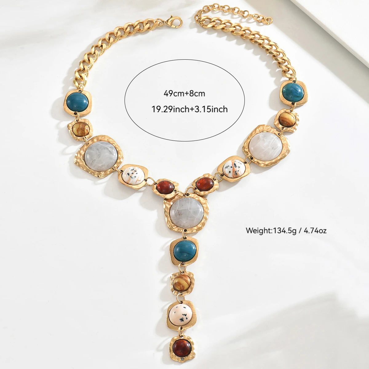 Size of Stylish Chunky Geometric Y-shaped Long Necklace