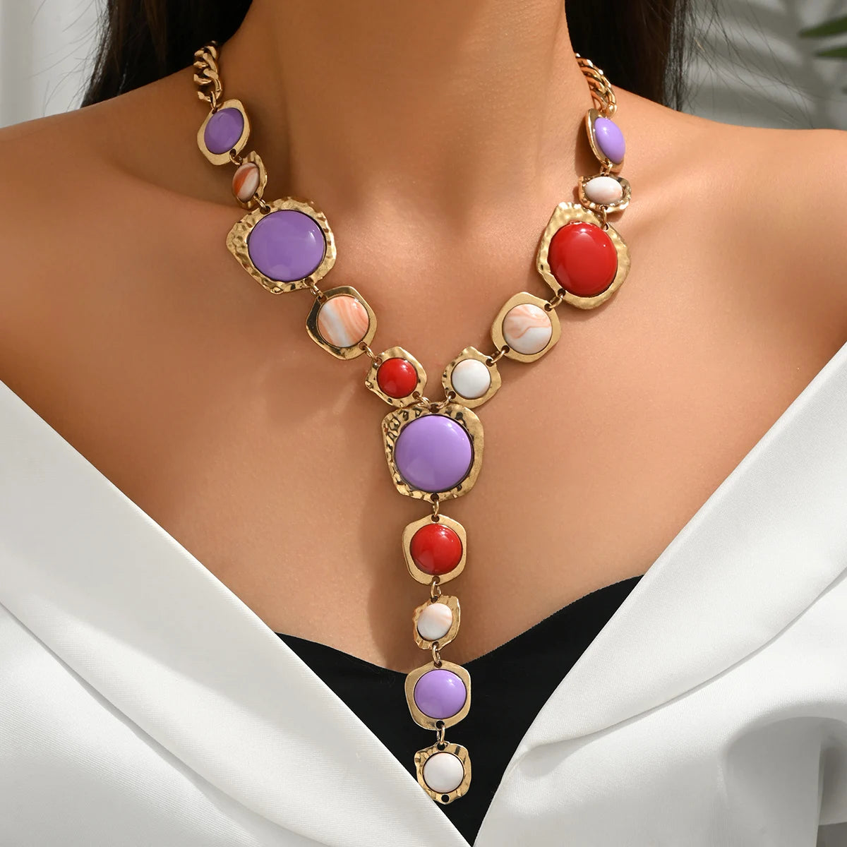 Stylish Chunky Geometric Y-shaped Long Necklace
