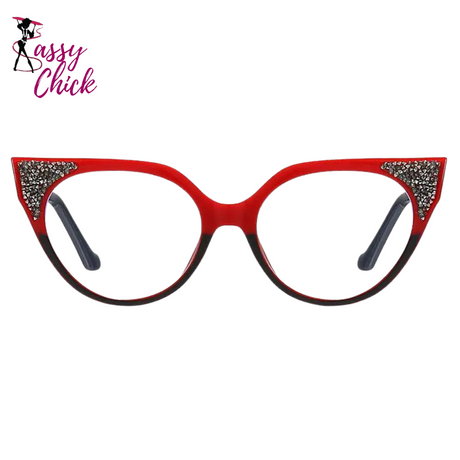 Stylish Comfortable Cat Eye Reading Women Glasses Sassy Chick Logo