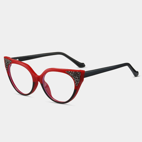 red and black rim reading glasses 