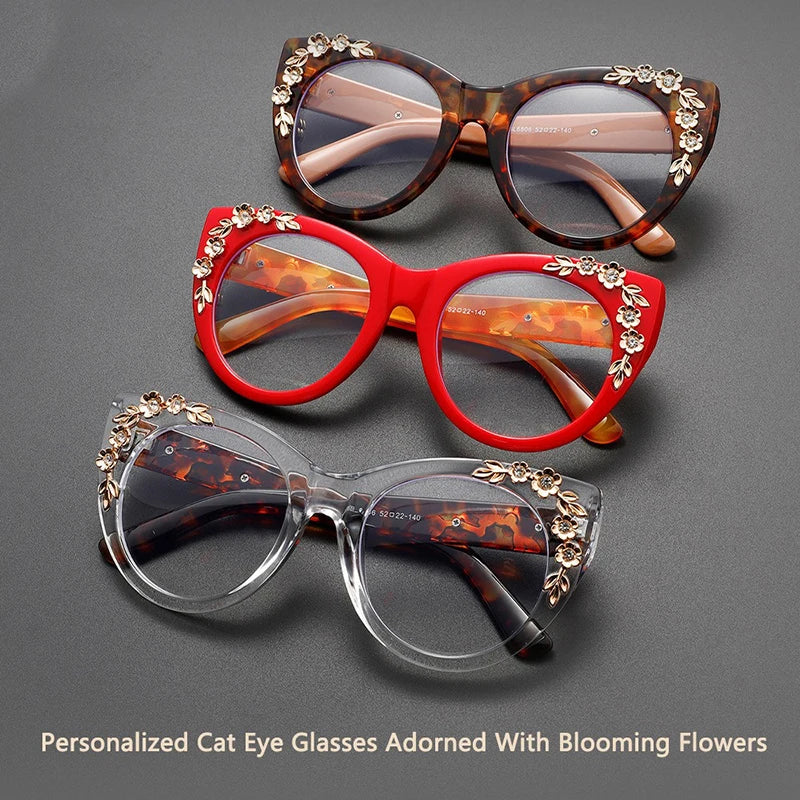Collection of Stylish Flower Design HD Lens Hyperopia Eyeglasses