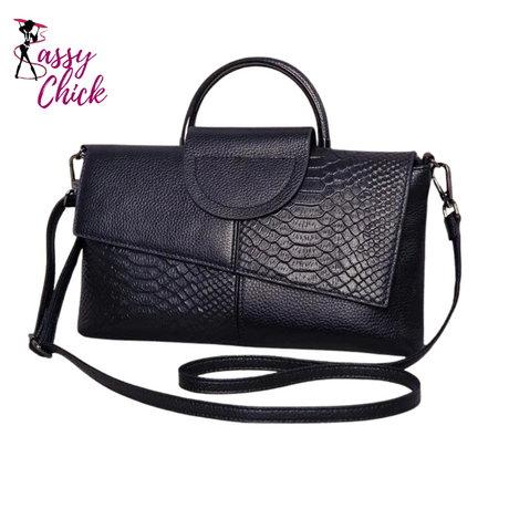 Stylish PU Alligator Pattern Flap Handbag Purse Sassy Chick Logo