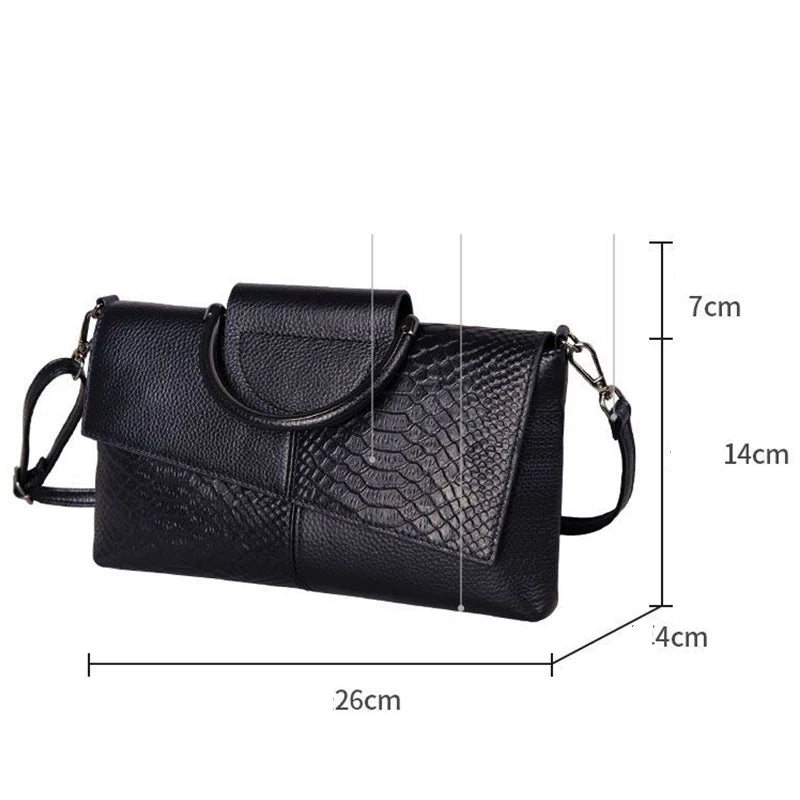 size of Stylish PU Alligator Pattern Flap Handbag Purse