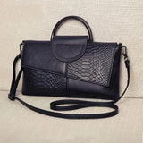 Black Stylish PU Alligator Pattern Flap Handbag Purse